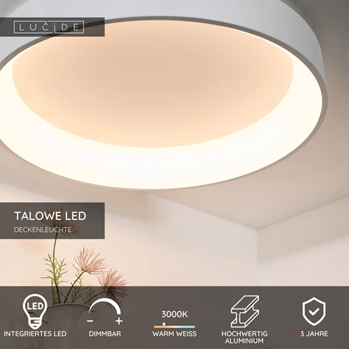 Lucide TALOWE LED - Deckenleuchte - Ø 80 cm - LED Dim. - 1x80W 3000K - Weiß - USP